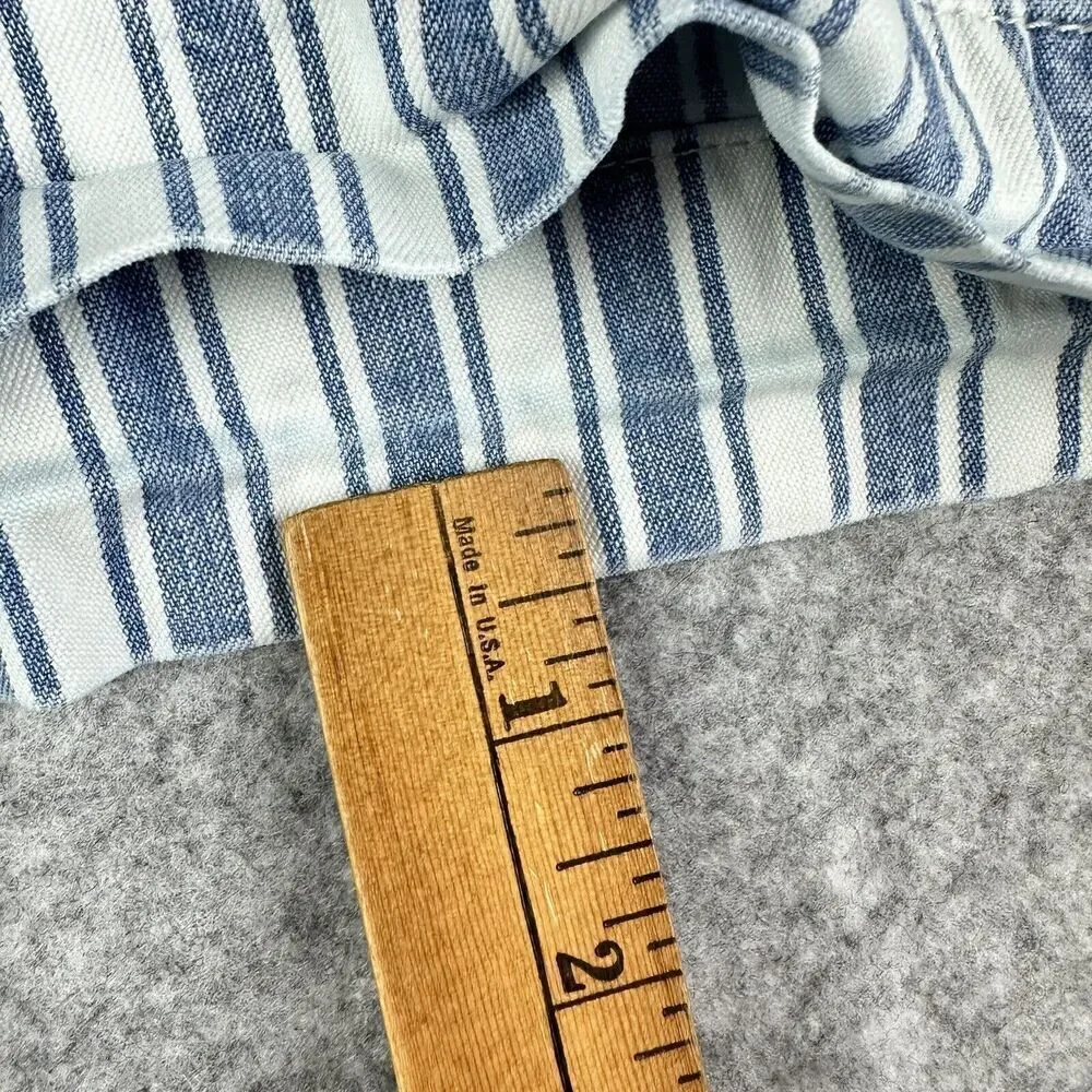 American Eagle Mom Jean Shorts Womens 0 Blue White Striped Casual Cotton Denim*